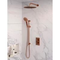 Regendoucheset 46 Inbouw Muur Brauer Copper Edition 30cm Rond Geborsteld Koper PVD 2 Greeps 3-weg met Thermostaatkraan Glijstang en Handdouche