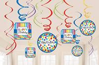 Bright Birthday Swirl Decoration Value Pack /12