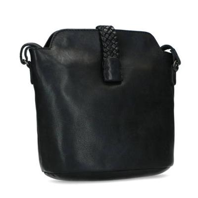 Manfield leren crossbody tas zwart