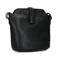 Manfield leren crossbody tas zwart