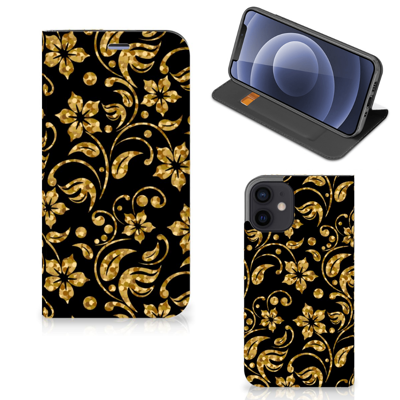 iPhone 12 Mini Smart Cover Gouden Bloemen