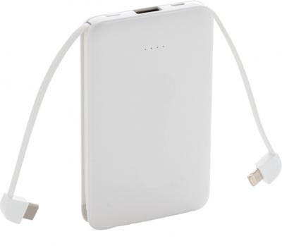 XD Collection powerbank 5.000 mAh met kabels 10,5 cm wit