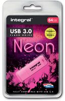 Integral Neon USB 3.0 stick, 64 GB, roze - thumbnail