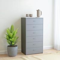 vidaXL Dressoir met 6 lades 50x34x96 cm spaanplaat grijs