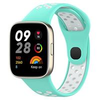 By Qubix - Siliconen sportband - Turquoise met wit - Compatible met Xiaomi Redmi Watch 3 - Compatible Xiaomi bandje