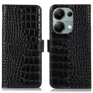 Xiaomi Redmi Note 13 Pro 4G/Poco M6 Pro Crocodile Series Wallet Leren Hoesje met RFID - Zwart