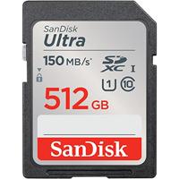 SanDisk Ultra SDXC UHS-I-Kaart 512 GB (Full HD-Video’s, UHS-I-Videoprestaties, Leessnelheden Tot 150 MB/s, Bestand Tegen Water, Temperatuurschommelingen, 10 Jaar Beperkte Garantie)