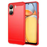 Xiaomi Poco C65/Redmi 13C Geborsteld TPU Hoesje - Koolstofvezel - Rood - thumbnail