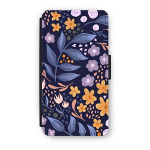 Flowers with blue leaves: iPhone XS Flip Hoesje