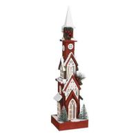 House of Seasons Huis Decoratief Object - 16x14x63 cm - Hout - Rood - thumbnail