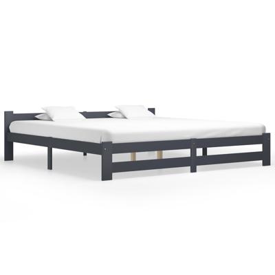 vidaXL Bedframe massief grenenhout donkergrijs 200x200 cm