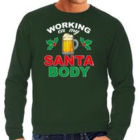 Santa body foute Kerstsweater / Kersttrui groen voor heren - thumbnail