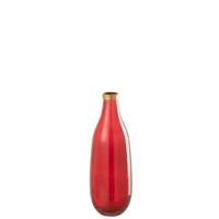 J-Line vaas Goud Boord - glas - rood - small - thumbnail