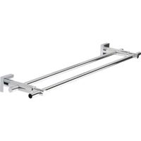 tesa® Hukk dubbele handdoekhouder, hoogglans verchroomd metaal, zelfklevend, 156 mm x 700 mm x 50 mm