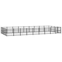 vidaXL Hondenkennel voor buiten 33,87 m² staal, kennel, hondenhuis, hondenren, hondenhok, hondenverblijf, puppyverblijf, kennels, hondenhokken