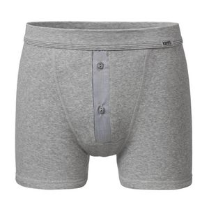 Boxershort van bio-katoen met knoopsluiting, grijs-gemêleerd Maat: XL