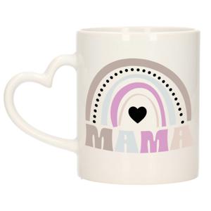 Bellatio Decorations Cadeau koffie/thee mok voor mama - wit hartjes oor - lila regenboog - Moederdag   -