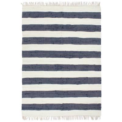 vidaXL Vloerkleed chindi handgeweven 80x160 cm katoen blauw en wit