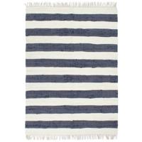 vidaXL Vloerkleed chindi handgeweven 80x160 cm katoen blauw en wit