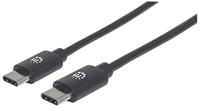 Manhattan 354882 USB 2.0 type C-kabel type C-stekker naar type C-stekker 480 Mbit/s, 3 m zwart
