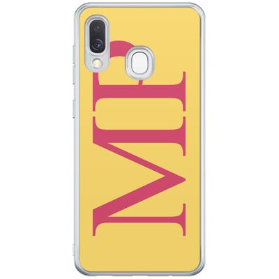 Samsung Galaxy A40 hoesje ontwerpen - Geel initialen Samsung Galaxy A40 hoesje ontwerpen - Geel initialen