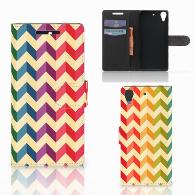 HTC Desire 628 Telefoon Hoesje Zigzag Multi Color