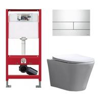 Tece Toiletset - Inbouw WC Hangtoilet wandcloset - Saturna Flatline Tece Square Glans Wit