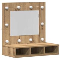 vidaXL Kaptafel met Spiegel Ambachtelijk Eiken MDF, Glas 60 x 31.5 x 62 cm