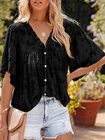 Plain Loose Casual V Neck Shirt