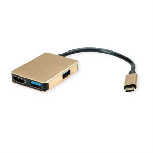 ROLINE 12.02.1120 laptop dock & poortreplicator Bedraad USB 3.2 Gen 1 (3.1 Gen 1) Type-C Goud