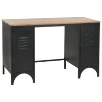 Bureau 120x50x76 cm massief vurenhout en staal - thumbnail