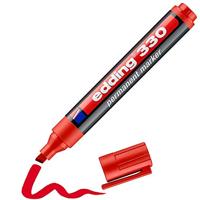 edding 330 permanent marker - rood - 1 stift - beitelpunt 1-5 mm - watervast, sneldrogend - wrijfvast - voor karton, kunststof, hout, metaal, glas