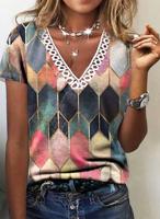 Casual Geometrisch Gedrukt Jersey T-shirt