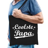 Katoenen cadeau tasje coolste papa zwart