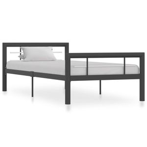 Bedframe metaal grijs en wit 90x200 cm