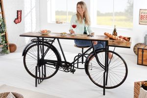 Retro consoletafel BICYCLE 195cm mangohouten fietsbartafel upcycling - 42103