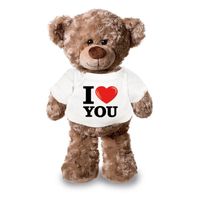 Knuffel teddybeer met I love you shirt 43 cm - thumbnail