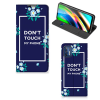 Motorola Moto G9 Plus Design Case Flowers Blue DTMP - thumbnail