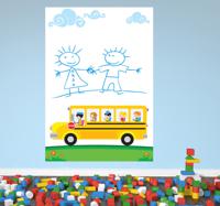 Sticker whiteboard schoolbus kinderen - thumbnail