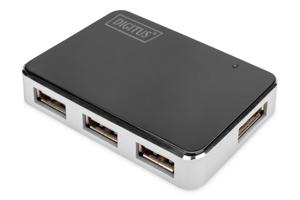 Digitus DA-70220 interface hub USB 2.0 Mini-B 480 Mbit/s Zwart, Zilver