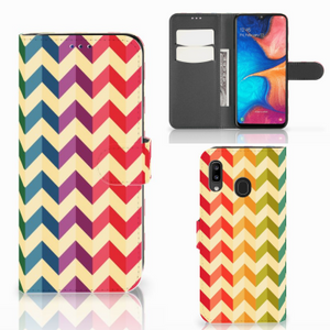 Samsung Galaxy A30 Telefoon Hoesje Zigzag Multi Color