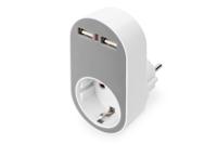 Digitus DA-70617 Adapter Thuis Uitgangsstroom (max.) 2400 mA Aantal uitgangen: 2 x USB, Randaarde stopcontact