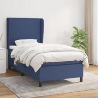 vidaXL Boxspring met matras stof blauw 90x200 cm