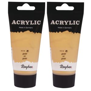 2x tubes gouden acrylverf/hobbyverf op waterbasis 75 ml