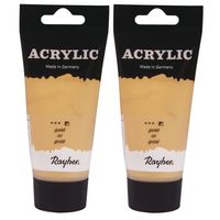 2x tubes gouden acrylverf/hobbyverf op waterbasis 75 ml - thumbnail