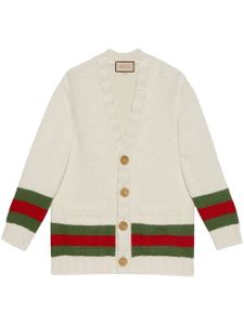 Gucci Web-detail V-neck cardigan - Blanc