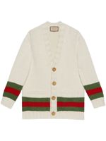 Gucci Web-detail V-neck cardigan - Blanc - thumbnail