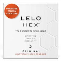 LELO HEX Original-Condooms - Ultradun Condooms, Licht van Glijmiddel Condooms voor Mannen, 3 condooms