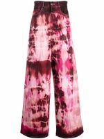 AMI Paris jean ample à motif tie-dye - Rose