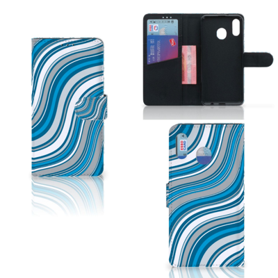 Samsung Galaxy M20 Telefoon Hoesje Waves Blue Samsung Galaxy M20 Telefoon Hoesje Waves Blue
